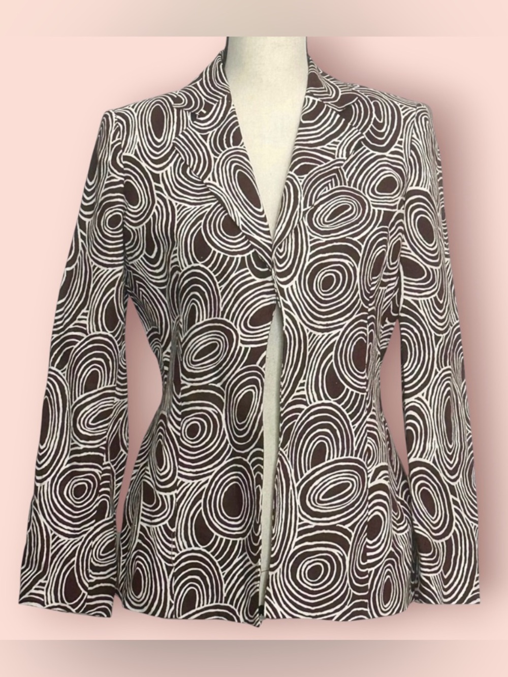 3/$10 Le Suit Blazer 4P Open Brown White Jacket
